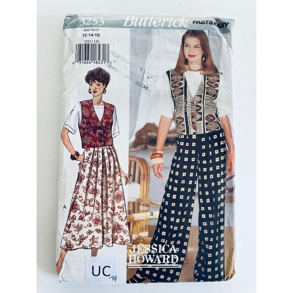 Butterick 3253 Vest Top Skirt Wide Leg Pant Skirt Sewing Pattern Sz 12-16 UNCUT - Picture 1 of 2